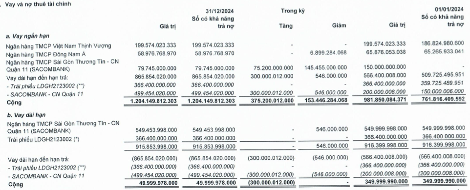 LDG lỗ lũy kế nghìn tỷ, tiền mặt chỉ còn 1 tỷ đồng: Ôm khối nợ 1.200 tỷ, chủ nợ lớn nhất là Sacombank (STB)